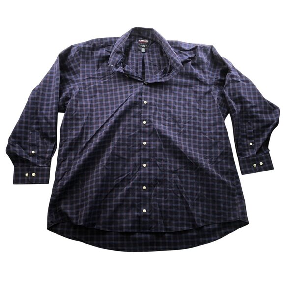 Kirkland Signature Mens Dress Shirt 3XL 19 Neck Non-Iron Traditional Fit Plaid - Picture 1 of 10